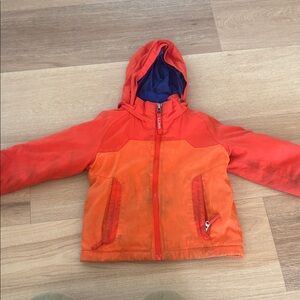 L.L. Bean Kids Two-Tone Orange Hooded Puffer Jacket
